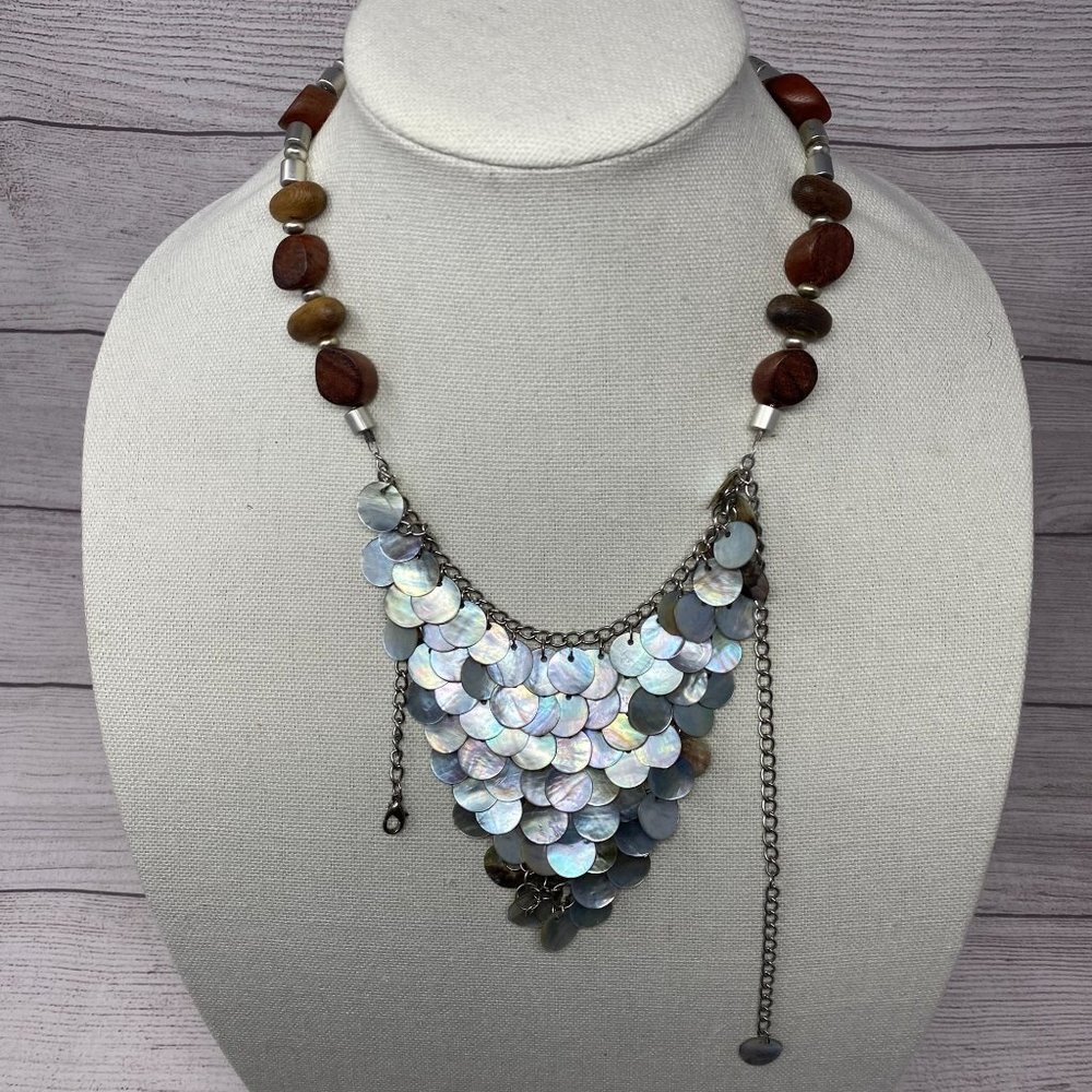 Artisan Crafted Necklace ~ Vintage Beads ~ Wood & Silver